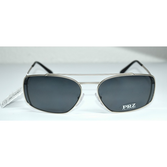 PRADA SPR64V 1BK-5Z1 PALE GOLD METAL POLARIZED GREY PILOT SUNGLASSES. 62mm - Picture 6 of 15